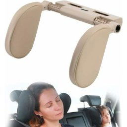 Appui-tête de voiture pour enfants adultes, siège auto support de cou d'oreiller réglable (beige)