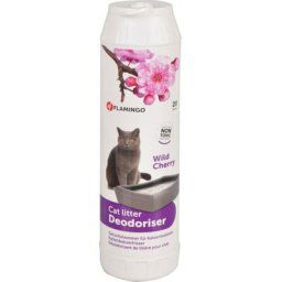 Flamingo Pet Products - Désodorisant pour litière parfum cerise sauvage flacon 750 g pour chat