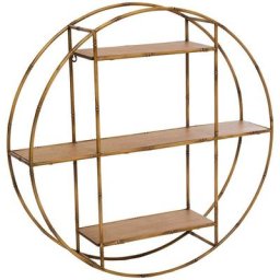 Tagère murale en Bois et Métal aspect Bambou d 77 cm - Marron - Atmosphera