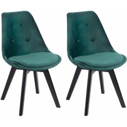 Lot de 2 chaises en velours nora vertes avec coussin - Vert