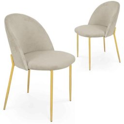 Lot de 2 chaises design en velours beige ARABEL - beige