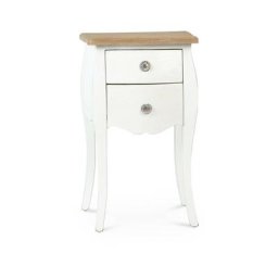 Table de chevet en bois blanc Wabi Home et 2 tiroirs