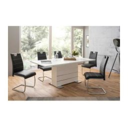 Table extensible 6-8 personnes - Rectangulaire - Panneaux de particules - Mantova - Blanc et alu