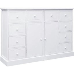 Buffet avec 10 tiroirs Blanc 113 x 30 x 79 cm Bois Vidaxl White