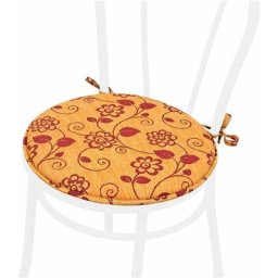 Coussin pour Chaise Rond Doux Universel Lacets de fixation Lavable Housses de Chaise Fleurì - Orange
