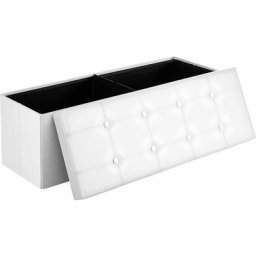 Pouf avec Espace de Rangement 110x38x38 cm, Canapé Pouf avec Coffre de Rangement, Repose-pieds en