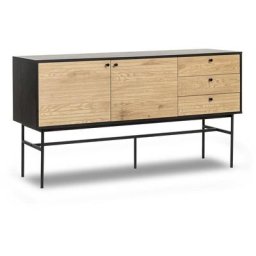 Buffet enfilade 3 tiroirs 2 portes en bois et métal noir daryl - bois noir