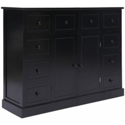 Buffet avec 10 tiroirs Noir 113 x 30 x 79 cm Bois Vidaxl Black