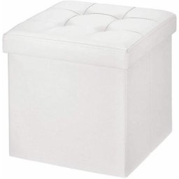 Pouf avec Espace de Rangement 38x38x38 cm, Canapé Pouf avec Coffre de Rangement, Repose-pieds en