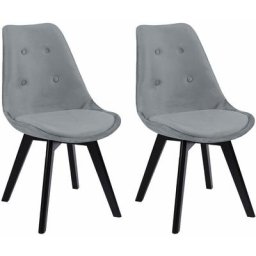 Lot de 2 chaises en velours nora grises avec coussin - Gris