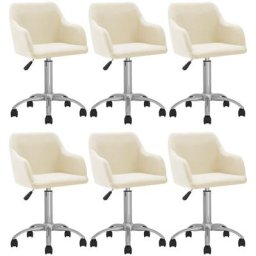 Chaises pivotantes à manger lot de 6 crème tissu Vidaxl Crème