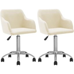 Chaises pivotantes à manger lot de 2 crème tissu Vidaxl Crème