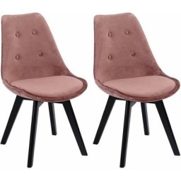 Lot de 2 chaises en velours nora roses avec coussin - Rose