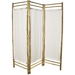 Alice's Garden - Paravent pliable en bambou et toile blanche. Fidji. 135x160 cm - Naturel