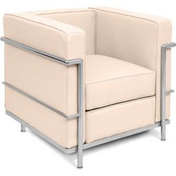 Fauteuil Kart2 - Cuir Premium Ivoire - Cuir, Acier inoxydable, Cuir, Metal - Ivoire