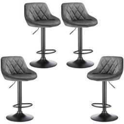 Lot de 4 Tabourets de bar, Chaises de comptoir, hauteur réglable et pivotant, avec dossier et siège