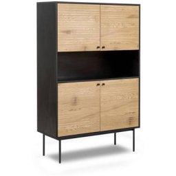 Buffet haut 4 portes 1 niche en bois et métal noir daryl - bois noir