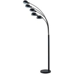 Lampadaire 'Jewa' en métal pour salon & salle à manger - noir mat, nickel