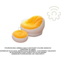 Inferramenta - fauteuil gonflable orange avec pouf fauteuil relax gonflable orange 68572