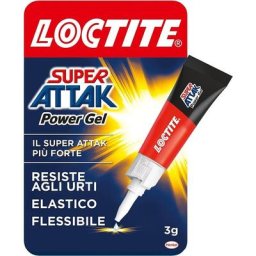 Loctite - Gel adhe'sif Super Attak Power Gel instantane' 3 gr pour caoutchouc plastique re'sistant