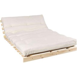 Terre De Nuit - Pack futon matelas latex écru + structure en bois naturel 90x200 - Naturel