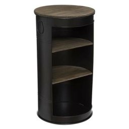 Table à café en Métal Noir et Bois d 50 x h 92 cm - Noir - Atmosphera