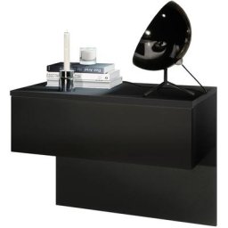 Vladon Table de nuit Sleep, table de nuit avec tiroir pour montage mural, noir mat - Façades en