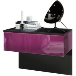 Table de nuit Sleep, table de nuit avec tiroir pour montage mural, noir mat - Portes en Mûre haute