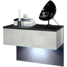 Table de nuit Sleep, table de nuit avec tiroir pour montage mural, noir mat - Façades en Aspect