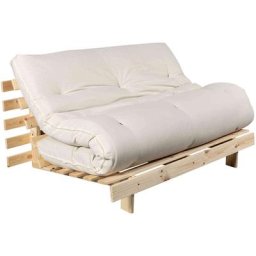 Terre De Nuit - Pack matelas futon écru coton + structure en bois naturel 90x200 - Naturel