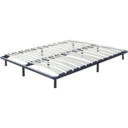 Sommier à Lattes en Acier pour Lit Double 160 x 200 cm avec 48 Lattes en Bois Combourg - Noir
