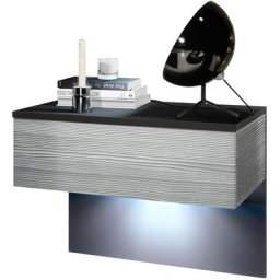 Table de nuit Sleep, table de nuit avec tiroir pour montage mural, noir mat - Façades en