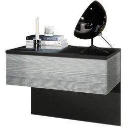 Table de nuit Sleep, table de nuit avec tiroir pour montage mural, noir mat - Façades en