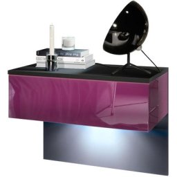 Table de nuit Sleep, table de nuit avec tiroir pour montage mural, noir mat - Portes en Mûre haute
