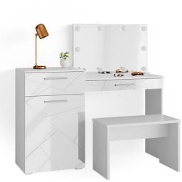 Coiffeuse ""Little Irma blanc brillant avec banc et led Vicco