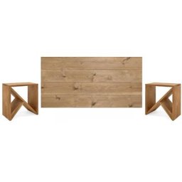 Pack tête de lit en bois Flandes + tables Stoke chêne foncé 140