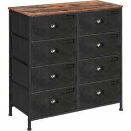 Commode en Tissu, Console Large 8 Tiroirs, Meuble de Rangement Vêtements, Style Industriel, Cadre