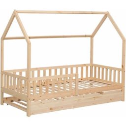 Lit cabane gigogne pour enfant 190x90cm en bois marceau - brown