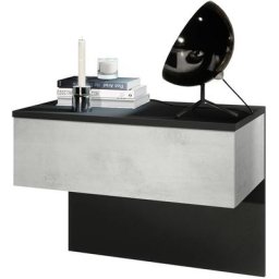 Vladon Table de nuit Sleep, table de nuit avec tiroir pour montage mural, noir mat - Façades en