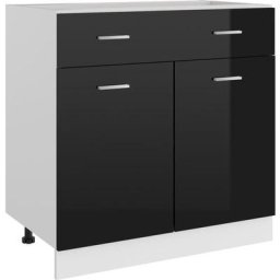 Vidaxl - Armoire de plancher tiroir Noir brillant 80x46x81,5cm Aggloméré High gloss black