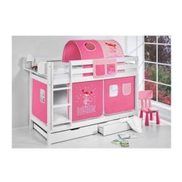 Lit superposé en bois bluebell - Blanc - 90 x 200 - Sans lit gigogne - Avec tiroirs - Ballerine