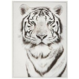 Atmosphera - Tableau Toile murale imprimée et encadrée Tigre 50 x 70 cm - Noir et blanc