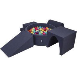 Aire De Jeux En Mousse Avec Rond Piscine à Balles (200 Balles) Pour Enfants, Bleu