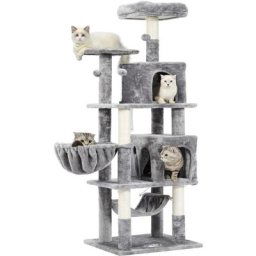 Msmask - Arbre à Chat Haut et Étroit avec Griffoir, 163CM,Tour à Chats avec Plateformes, Grottes