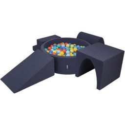 Aire De Jeux En Mousse Avec Rond Piscine à Balles (200 Balles) Pour Enfants, Bleu