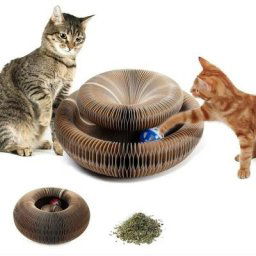 Griffoir Chats avec Boule de Jouet, Magic Organ Cat Scratching Board, Grattoir pour Chat Pliable