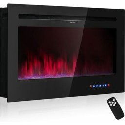 Cheminée Électrique Télécommandé 9 Couleurs et 5 Luminosité de Flame avec 900W / 1800W de Chauffage