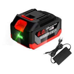Batterie 18 v 6.0 Ah rechargeable avec affichage led pour outil sans fil - avec chargeur