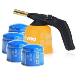 Vito Pro-power - Lampe à souder vito Allumage piezo coque abs + 4 Cartouches gaz 190gr Sécurité