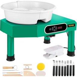 Roue de Poterie 350W Tour de Potier electrique Vert avec Pedale, 25cm Machine a Tour Argile